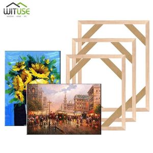 Natuurlijke hout DIY Canvas Frame Muur Po Bar voor Poster Kit Kunst Grote maat Olie Afbeelding Diamant Schilderen Home Decor 211222