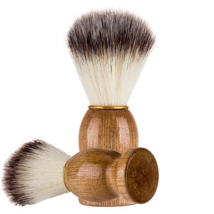 Natuurlijke houten handgreep baardborstel mannen scheren zachte borstel baard schoonmaak nylon gezichtszorg schoonheid gereedschap gereedschap
