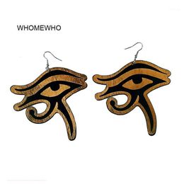 Natuurlijke houten laser gesneden geometrische oog van Horus Nefertiti Egypte Afrika oorbellen Bohemen Afrikaanse houten DIY Jewelry1
