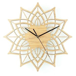 Horloge murale en bois de bois naturel Horloge murale en bambou suspendu montre quartz muet horloges modernes design Reloj de pared moderno reloj x0705