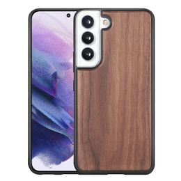 Coques de téléphone en bois naturel pour Samsung Galaxy S22 Ultra couverture arrière en placage en bois et cadre en TPU souple