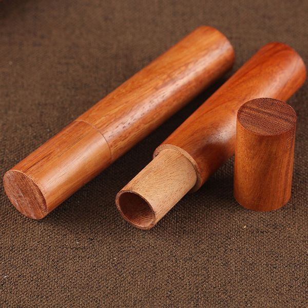 Estuche para pastillas de madera natural Stash Storage Bottle Frasco de tubo hecho a mano portátil para pre-roll Cigarette Rolling Paper Herb Tabaco Herramienta para fumar