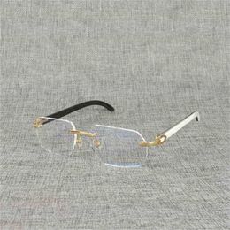 Gafas cuadradas de madera Natural con cuerno de búfalo transparente, montura de gafas sin montura de gran tamaño para hombres, gafas de lectura ópticas ovaladas
