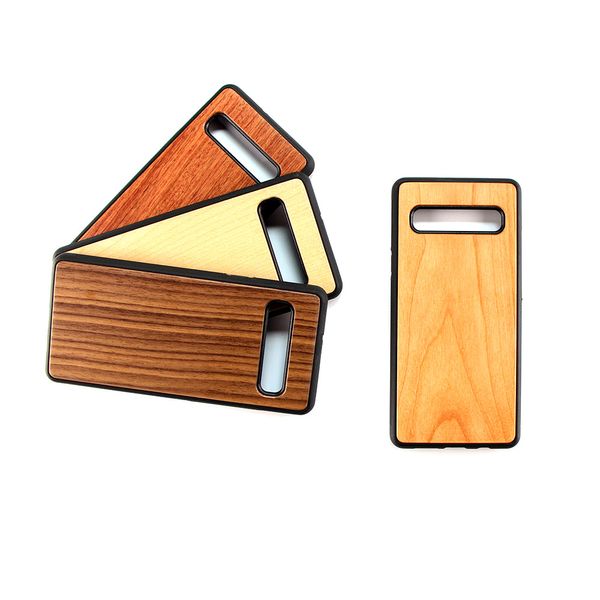 Coques de téléphone vierges en bois de noyer naturel couverture arrière sculptée antichoc pour Samsung S9 S10 S20 S21 Ultra