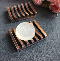 Porte-savon en bambou naturel porte-plateau de stockage porte-savon plaque boîte conteneur pour bain douche Plate2022