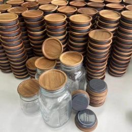 Natuurlijk houten drank drinkware deksel 70 mm 90 mm milieuvriendelijke ronde fles dop pot pot pot jar bamboe deksels groothandel