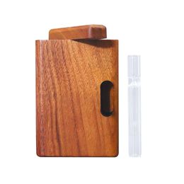 Natuurlijke Houten Dugout Stash Case Box Met Helder Glas One Hitter OG Pijp Bat Draagbare Houten Tabaksbuizen Pijpen Case Roken Accessoires Nieuw