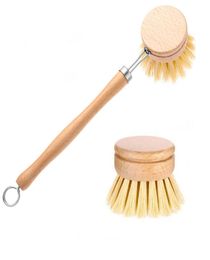 Brosse à casserole à Long manche en bois naturel, bol à vaisselle, brosse de nettoyage de lavage, têtes de brosse de remplacement, nettoyage de cuisine domestique Too3250261