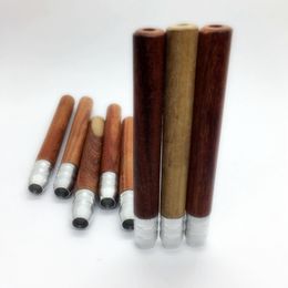 Mini tube à fumer en bois naturel Filtre à tabac aux herbes sèches Aluminium Digger Catcher Taster Bat One Hitter Portable Handpipes Conseils à la main Porte-cigarettes en bois DHL