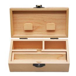 Natuurlijke Houten Pijp Grinder Geschenkdoos Sigarettenkokers Clamshell Vierkante Roken Set Opbergdozen 136*71*50 MM