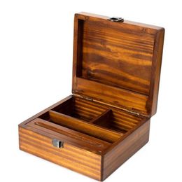 Caja de caja de almacenamiento portátil de madera natural Cigarro Preroll Rolling Titular de cigarrillo Contenedor Molinillo Hierba Tabaco Fumar Bandeja Herramienta DHL