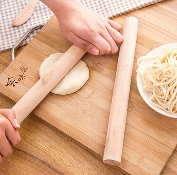 Rouleau à pâtisserie en bois naturel, décoration de gâteau Fondant, outil de cuisine, rouleau de pâte antiadhésif Durable de haute qualité SN5838