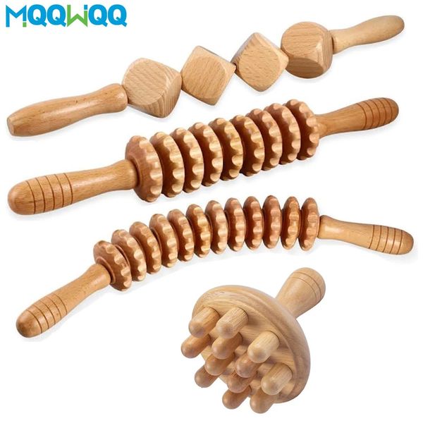 Ensemble de massage thérapeutique en bois naturel bâton de rouleau de massage incurvé pour la sculpture du corps relaxant la raideur musculaire masseur de dos 240301