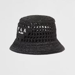 Chapeau seau en tissu tissé naturel, chapeau P brodé avec logo P, chapeau de pêcheur pour femmes