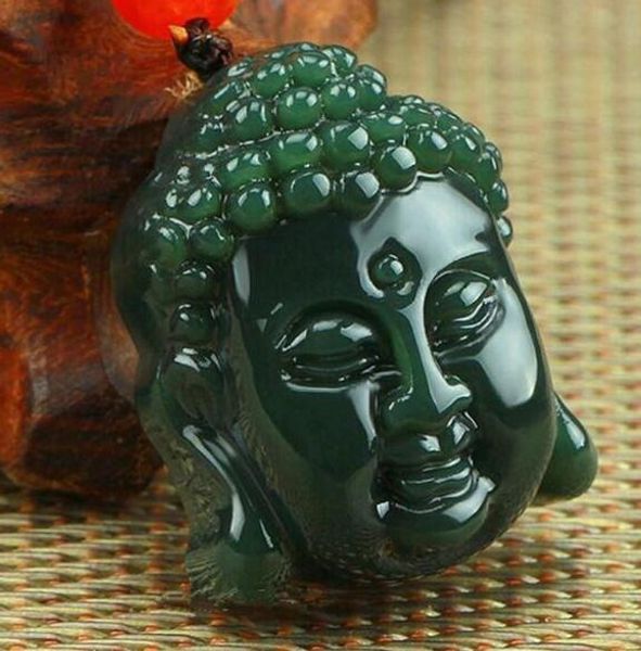 Natural Xinjiang Hetian jade jade Sakyamuni Buda cabeza colgante para hombres y mujeres luz abierta cuerpo protección Buda colgante