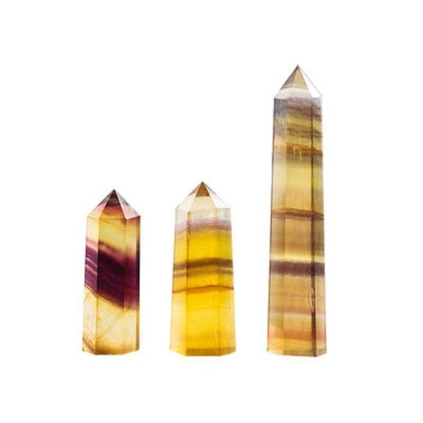 Fluorita amarilla natural Pilar de energía Piedra en bruto Adornos artesanales Habilidad Torre de cuarzo Varitas curativas minerales Reiki Crystal Point Nxqox