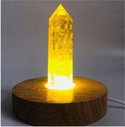 Natural Yellow Quartz Crystal edelsteen punt Reiki Healing Chakra Citrine Rock Crystal Wand Feng Shui Giftwood Base Lamp5952103