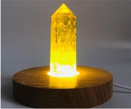Point de pierre de pierre de pierre de pierre gemme en cristal jaune naturel Reiki guérison chakra citrine roche cristal basse Feng shui cadeaux de bois de bois 3430061