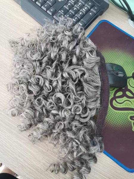 Nuevo fabuloso gris afro puffs cola de caballo envuelve rizado ondulado gris postizo plata sal y pimienta real pieza de cabello brasileño clip con cordón en sin costuras suavemente Diva1