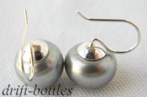 Boucle d'oreille pendante en argent avec perles d'eau douce grises Nature de 11 mm