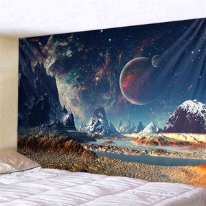 Nature Art Moon Tapestry Mountain Galaxy sterrenhemel Hanging muur tapijten psychedelisch tapijtwand deken tapijt tapet tapiz landschap J220804