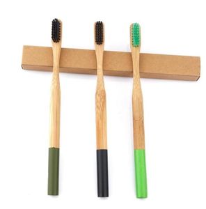 Natuur bamboe geactiveerde houtskool nano antibacteriële tandenborstel zachte bamboer bamboe vezel houten handgreep tanden bleken orale zorg 70066263461