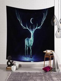 Nature Forest Tapestry Mist Fall Hangende muur Decoratie Dierherten Dorm boerderij Decor Gedrukte stoffen Tentuur Mural Art9758484