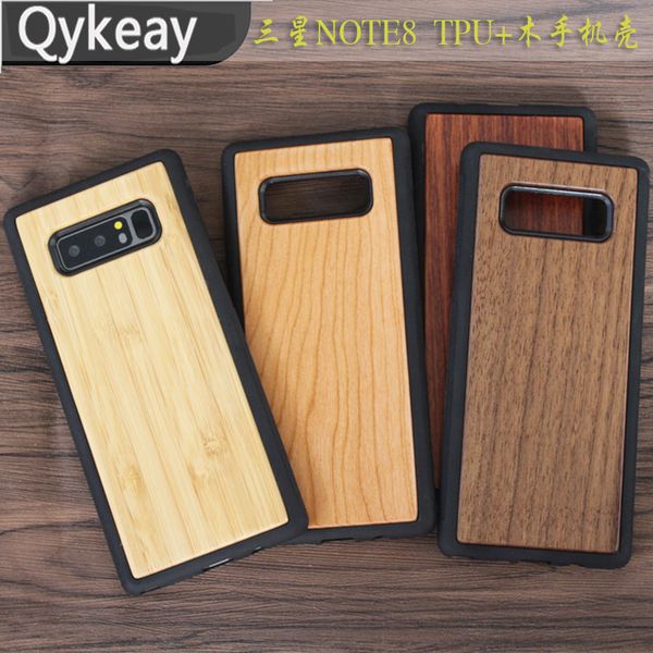 Coque en bois véritable + TPU souple pour Samsung Galaxy S8 Note8 S9 plus S7edge S6 Coque rigide en bois de bambou pour Iphone XS Max XR 7 8 6s