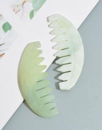 Nature Jade Comb Massage Spa Head Therapy behandeling op Gua Sha Board hoofdhuid Massager Haarborstels9099181