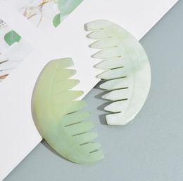 Nature Jade Comb Massage Spa Head Therapy behandeling op Gua Sha Board hoofdhuid Massager Haarborstels1240978