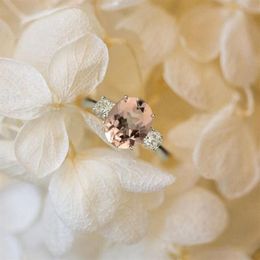 Natuur Morganite Roze Blauwe Edelsteen Ring 925 Sterling Zilver Dames Bruiloft Sieraden CNT 66 Rings303Q