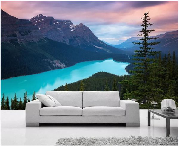 nature paysages wallpeprs Fantasy lac bleu neige montagne paysage choquant tir réel mur de fond 3d