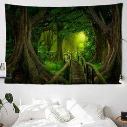 Nature Wall Tapestry Tree Forest Starry Sky Psychedelic Carpet Muurdoek Tapestries Tenture Hippie Tree Mandala Tapiz Landschap 210609