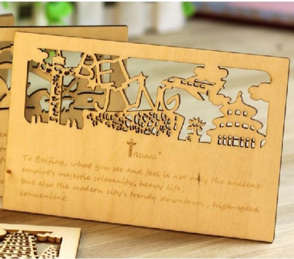 Nature Wood Veneer Diy Craft Chipboard Carte postale Forme en bois mignon Embellissement Hatire de Scrapbooking Matériau Supplies