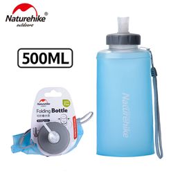 Naturehike 500 ML Mini botella deportiva Botellas de agua Taza al aire libre Portátil de silicona plegable Drinkware con pajita NH61A065-B 201221