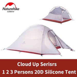 Tente de camping Naturehike Cloud Up 1-3 personnes Tente de randonnée de voyage ultralégère en silicone 20D / polyester 210T avec tapis gratuit Camping H220419