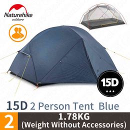 Naturehike Mongar 2-3 Personne Camping Tente 15D Nylon Upgrade Double Couche Tente Extérieure Ultralight Imperméable Voyage Randonnée Tente H220419