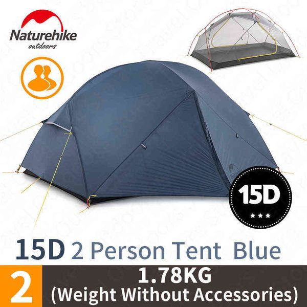 NatureHike Mongar 2-3 Persona Camping Cupping 15d Nylon Upguial Tienda de doble capa al aire libre Tienda de caminata de viaje impermeable Ultralight H220419