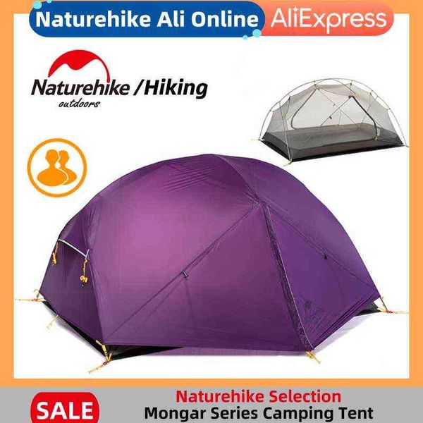 Naturehike Mongar Tienda de campaña para 2 personas Tela de nailon 20D Doble capa Impermeable Naturaleza al aire libre Caminata Tienda de campaña NH17T007-M H220419