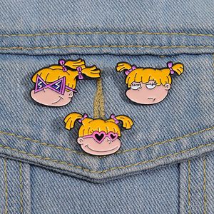 Épingles en émail pour fille, coquine et Cool, personnalisées, broches pour fille aux cheveux jaunes, Badges à revers, dessin animé, bijoux amusants, cadeau pour amis