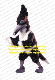 Ondeugende mascotte kostuum zwart witte adelaar havik roadrunner geococcyx volwassen lange grijze scherpe mond heldere ogen nr. 5320 gratis schip