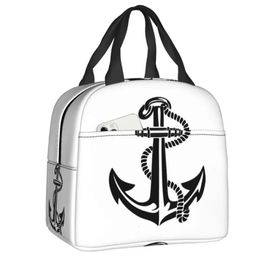 Nautische Anker Geïsoleerde Lunchtassen voor Werk School Sailor Adventure Herbruikbare Koeler Thermische Bento Box Vrouwen Kinderen 240106