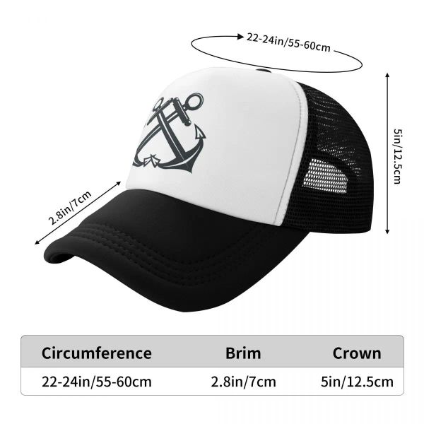 Nautical Anchor Trucker Hat for Men Femmes personnalisés ajusté ajusté Adult Sailor Adventure Baseball Cap Hip Hop Snapback Caps