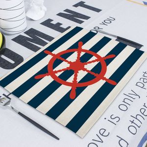 Nautische marine -servetten voor borden anker decor dia doek doekje nee oceaan rode boot keuken doek Napkin Mat Tea Servilleta de Tela