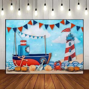 Nautical Rudder Po Contexte Born Sailor Birthday Decoration Party Farty Boll de fond Sailing Banner de toile de fond personnalisée 240407