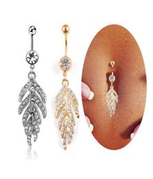 Naval Piercing Sieraden Leaf Navel Ring Sexy Dangle Belly Bars Knop Goud Zilver Sieraden Lichaam Jewelry5945410