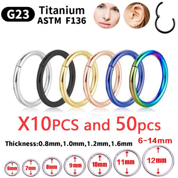 Nombril Cloche Bouton Anneaux 1050 Pcs En Gros Hoop Boucle D'oreille G23 Anneau De Nez Pour Les Femmes Piercing Bijoux Lèvre Oreille Mixte Couleur Corps Clips Charnière 230628