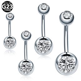 Navel Bell Button Rings 10 stks / partij 14G Navel Piercing Extern Schroefdraad Navel Ringen Dubbele Gem Zirconia Pircing Umbigo Sieraden 230905