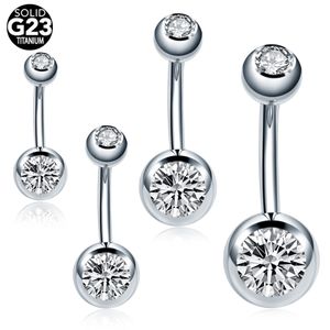 Navel Bell Button Rings 10Pcs /Lot 14G Navel Piercing Externally Threaded Belly Button Rings Double Gem Cubic Zirconia Pircing Umbigo Jewelry 230905