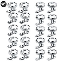 Anillos de botón de campana de ombligo 10 unids / lote Micro Piercings dérmicos Set Base de ancla dérmica Tops Skinner Diver Perforaciones de base superior dérmica Joyería corporal 14G 230731